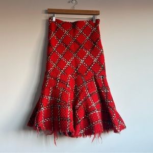 Vintage Junya Watanabe AD2001 Tweed Check Pattern Midi Skirt